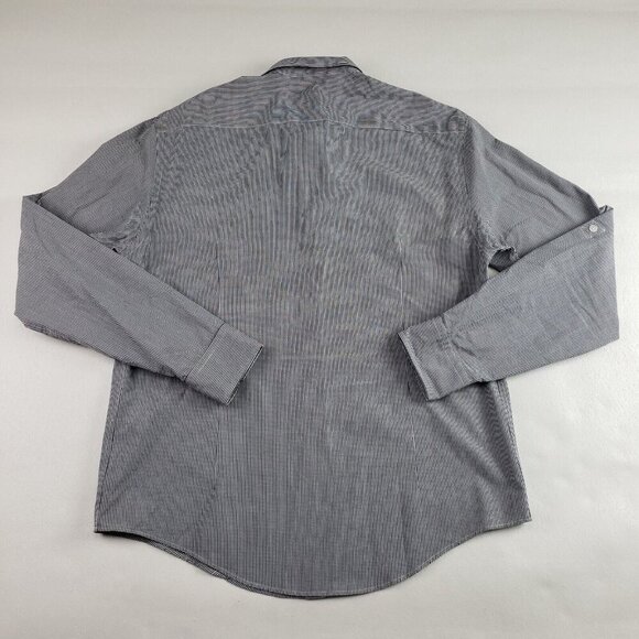 Ted Baker London Button Up Shirt Mens US XXL 6 Black Checker Long Sleeve Collar - Picture 6 of 11